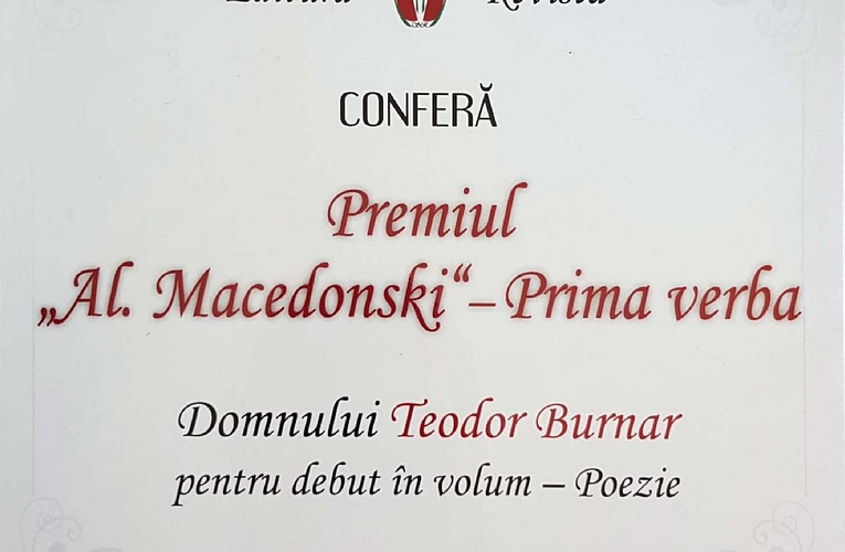 Teodor Burnar câştigă Premiul Scrisul Românesc 2019